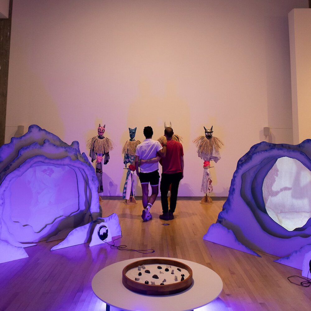 A couple admiring the exhibit at the Art Gallery located in downtown Kamloops, BC.