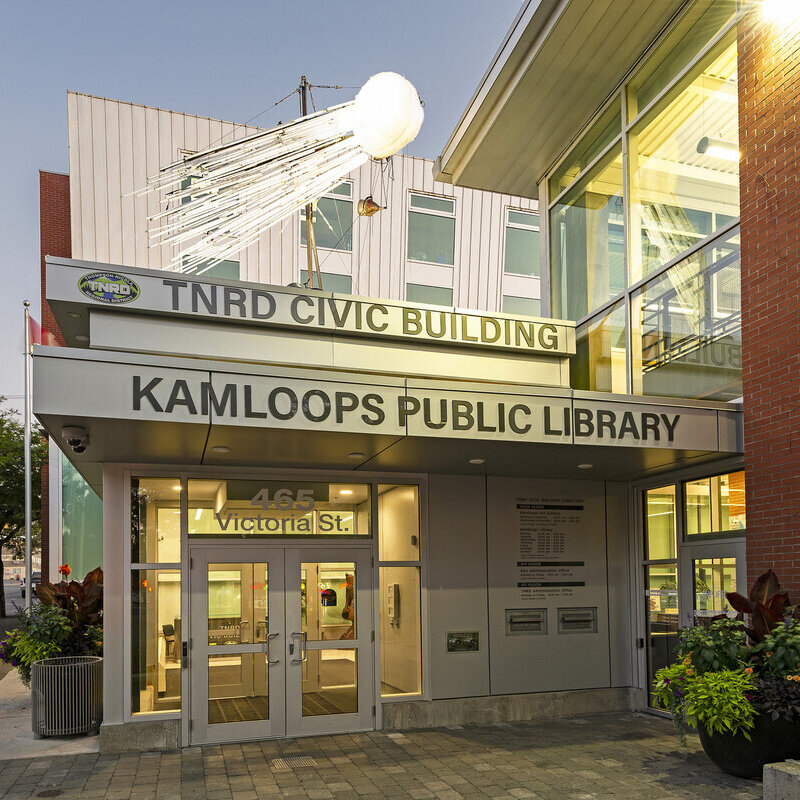 The exterior of the Kamloops downtown library.