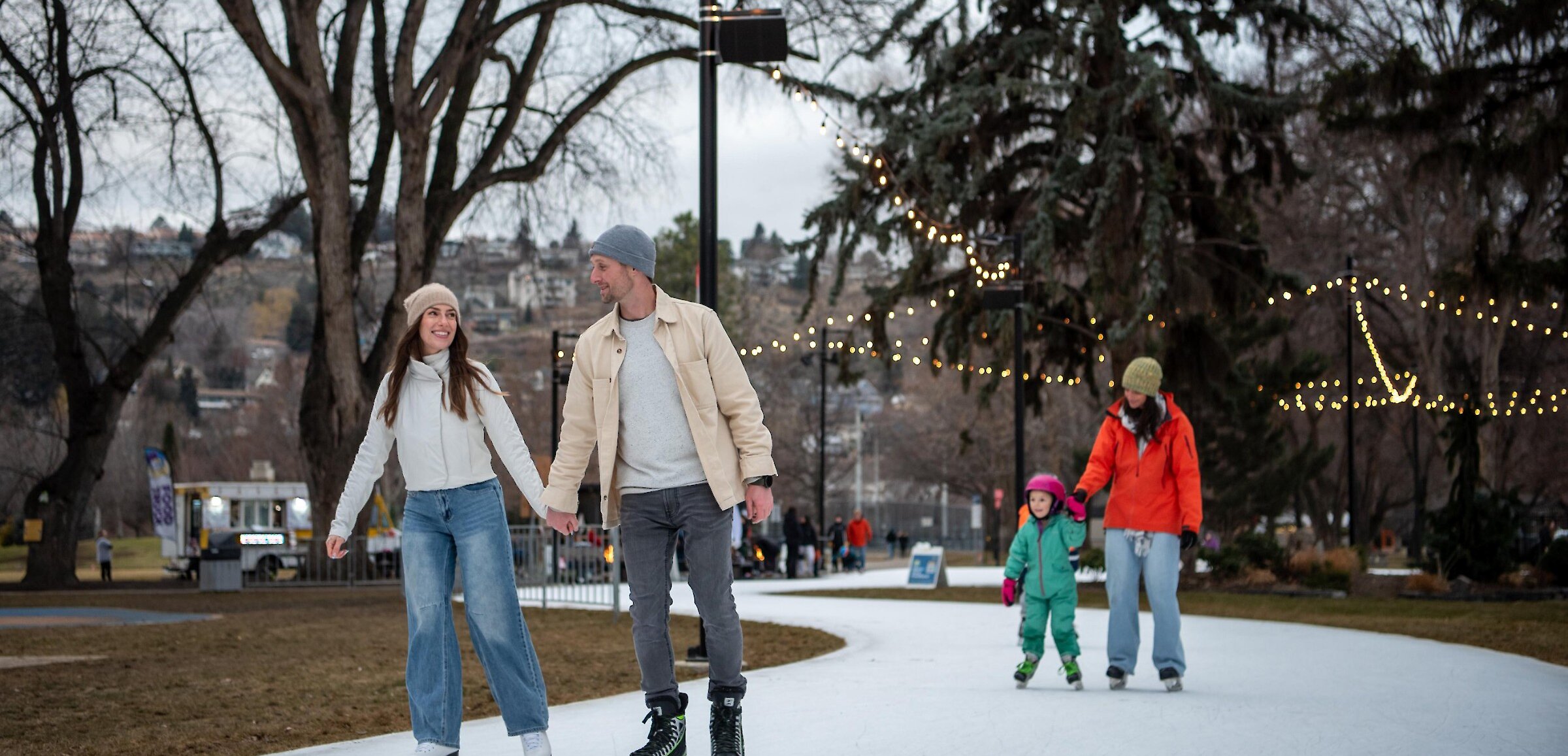 Ice skating on frozen loop in Riverside Park